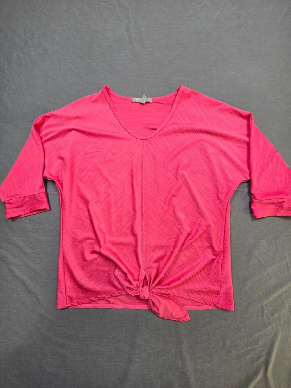 Ny Collection Petite Large PL Top Pink V-Neck Tie Front Lightweight Stretchy